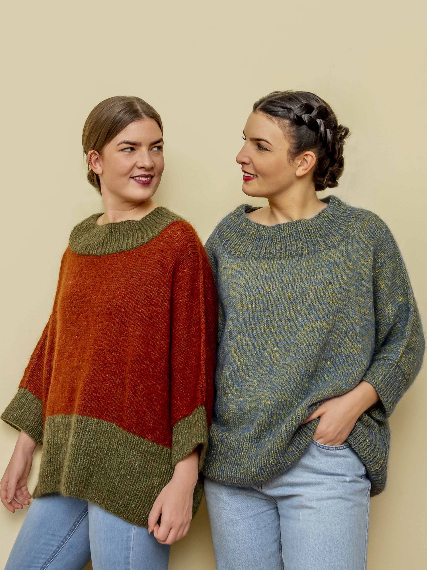 Sweater flagermusærmer, tofarvet model – Tøndering